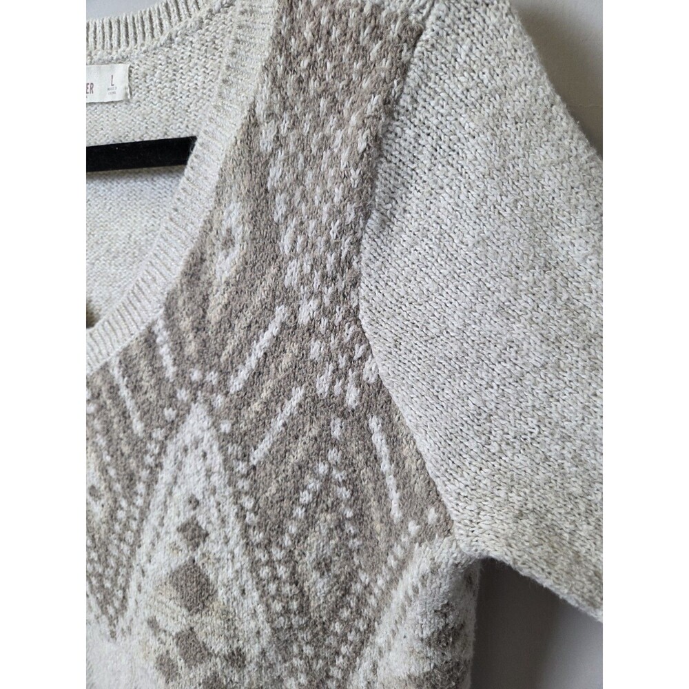 Hollister Womens Gray Fair Isle Knit V-Neck Pullover Sweater Long Sleeve L - Picture 6 of 14